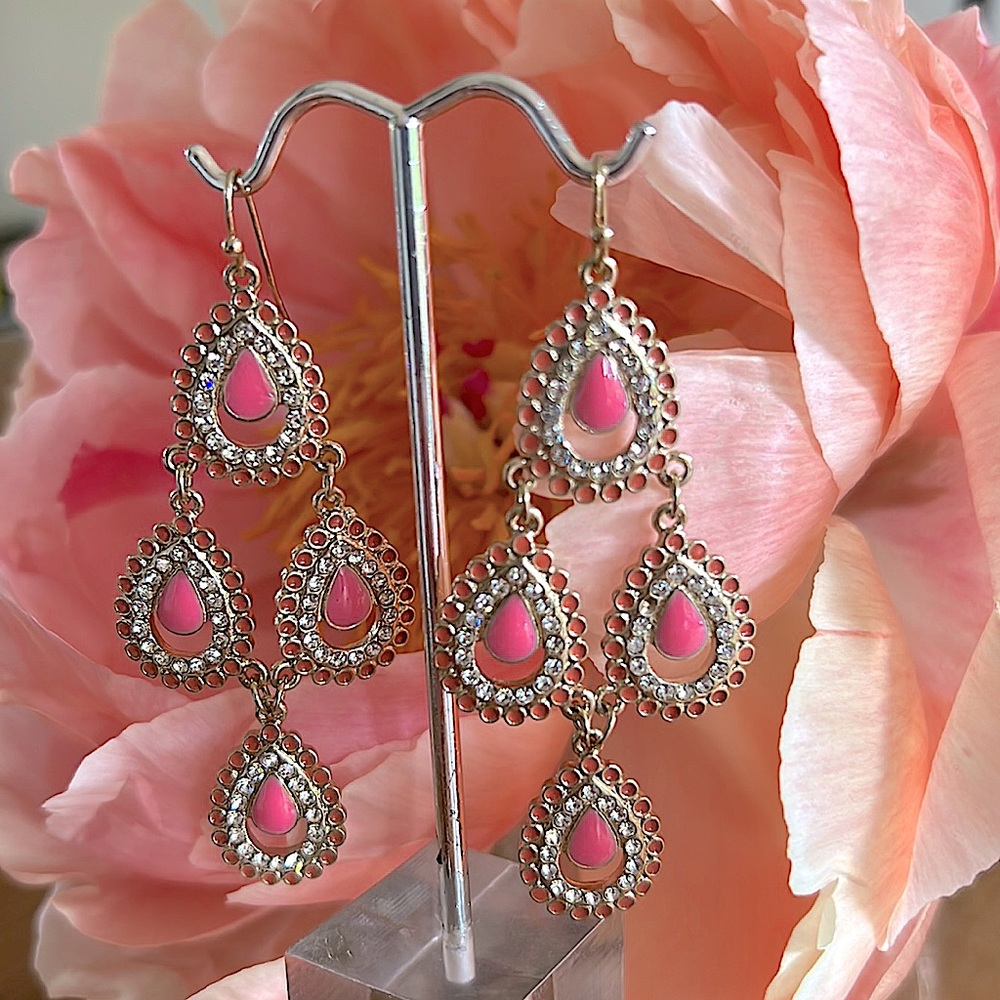 Gold & Pink Chandelier Earrings - NWT
